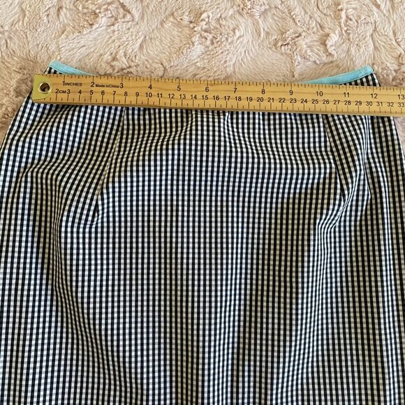 Barami Womens 0 Checkered Black White Pencil Skirt w Blue Trim/Lining - Picture 5 of 8